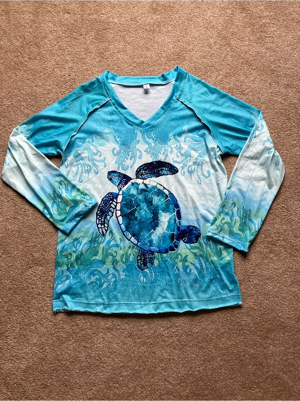Coverup, Large, blue/green sea turtle motif